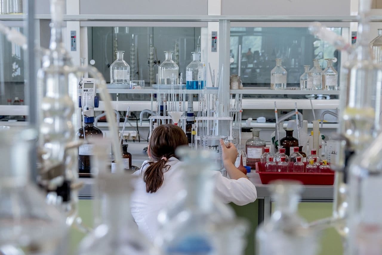 Scientist at a laboratory bench
