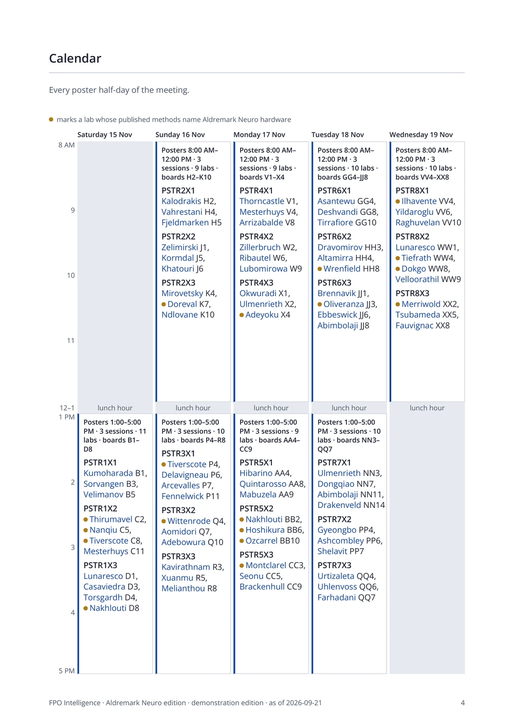 Calendar page of a demonstration dossier